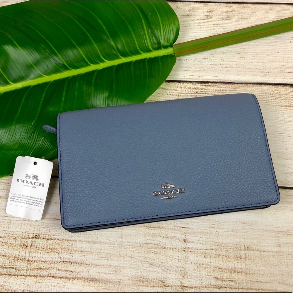 COACH • FOLDOVER CLUTCH /CROSSBODY PEBBLE LEATHER - Picture 4 of 8